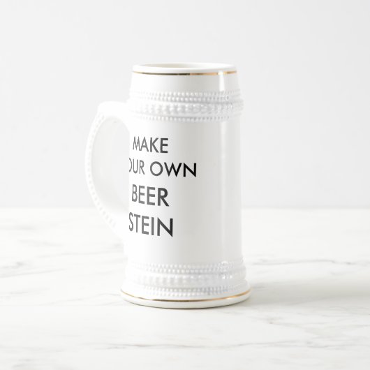 Aangepast, aangepast, wit en goud, 22oz Beer Stein Bierpul (Voorkant links)