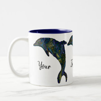 Aangepast Abstract Dolphin-kunstwerk voor kleuren Tweekleurige Koffiemok