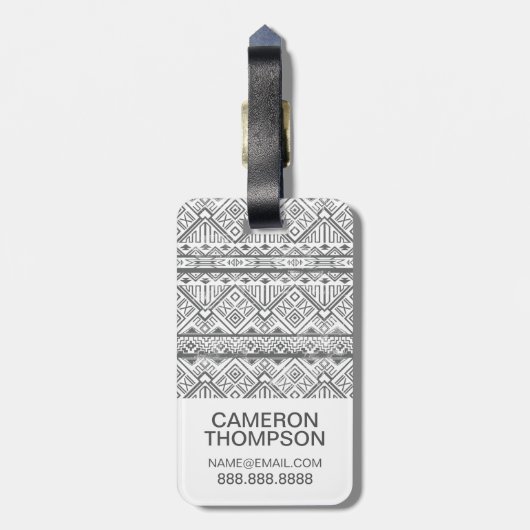 Aangepast Abstract Geometric Aztec Pattern 2 Bagagelabel (Achterkant verticaal)