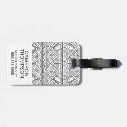 Aangepast Abstract Geometric Aztec Pattern 2 Bagagelabel (Achterkant horizontaal)