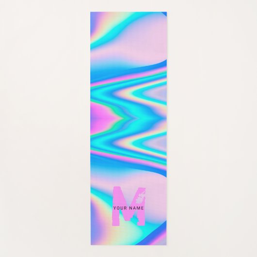 Aangepast Abstract Roze Holografisch y2k Naam Mono Yogamat (Voorkant)