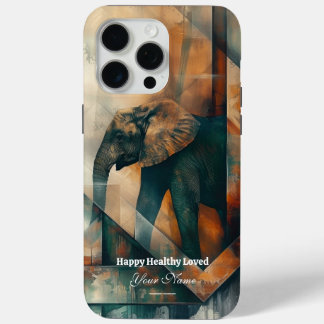 Aangepast: Abstracte olifant iPhone 15 Promax Hoes