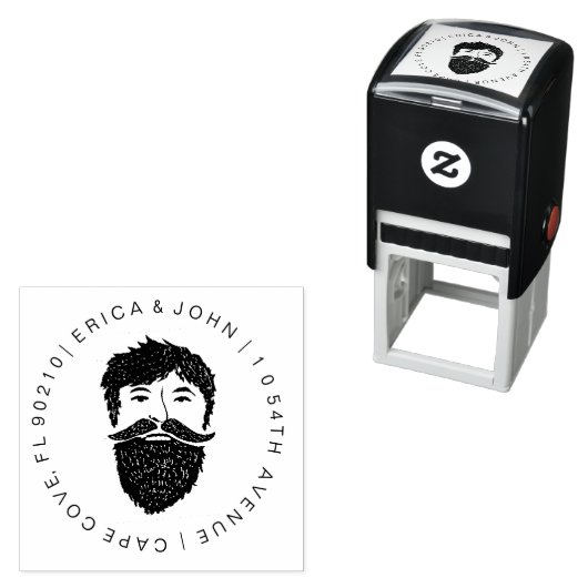 Aangepast adres Bearded man Zelfinkt Retouradres Zelfinktende Stempel (In situ)