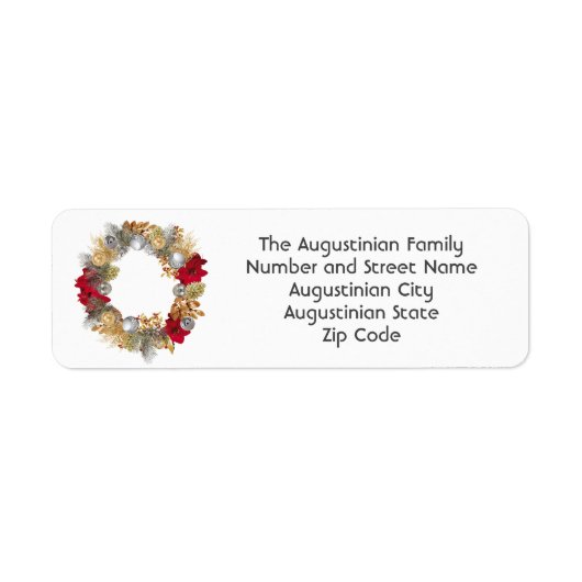 Aangepast adres kerstmis Wreate Return Etiket (Voorkant)