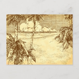 Aangepast adres Tropisch strand vintage kunst ansi Briefkaart