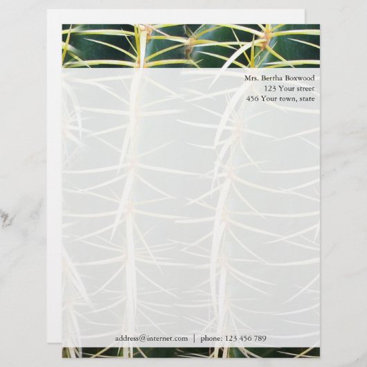 Aangepast adres tropische cactus foto briefhoofd ontwerp (Voorkant / Achterkant)