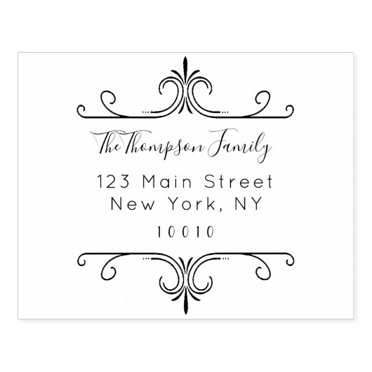 Aangepast adres voor naam van de Script-familie Rubberstempel (Afrduk)