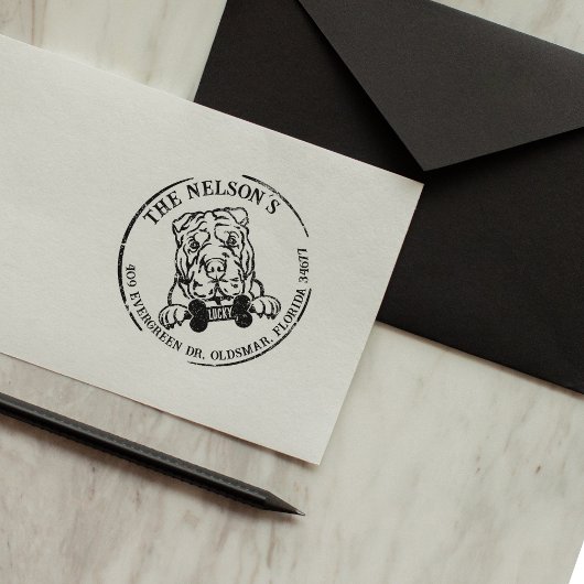 Aangepast adres voor Shar Pei-reeks Rubberstempel