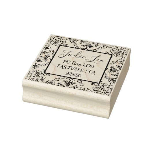 Aangepast adreslabel Damask Design Rubberstempel (Stempel)