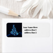 aangepast adreslabel Kerst moderne blauwe boom Etiket (Insitu)