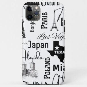 Aangepast afbeelding modern patroonparijs zwart-wi iPhone 11 pro max hoesje