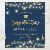 Aangepast Afstuderen - Aangepast goudblauw Wijn Etiket (Enkel label)