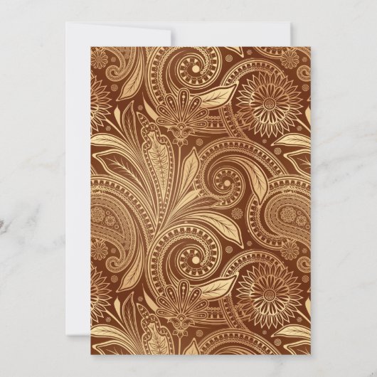 Aangepast Afstuderen Burgundy Gold Paisley Kaart (Achterkant)