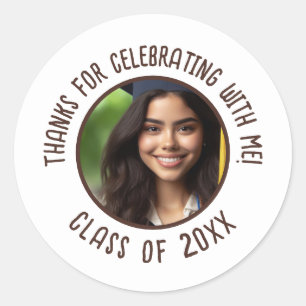 Aangepast Afstuderen Dank u Foto Ronde Sticker