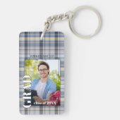 Aangepast Afstuderen foto op Gingham Pattern Sleutelhanger (achterkant)