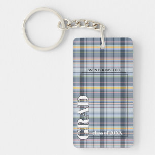 Aangepast Afstuderen foto op Gingham Pattern Sleutelhanger