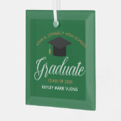 Aangepast Afstuderen Groen goud Afstuderen Kerstmi Glas Ornament (Voorkant links)