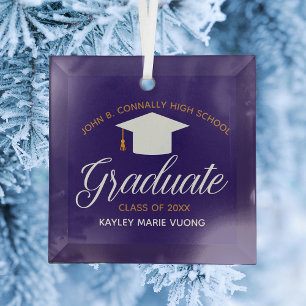 Aangepast Afstuderen Groen goud Afstuderen Kerstmi Glas Ornament