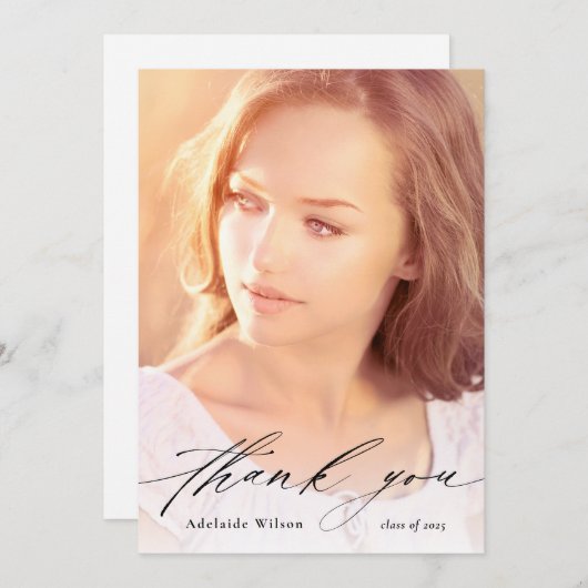 Aangepast Afstuderen Hartelijk dank met volledige Bedankkaart (Voorkant / Achterkant)