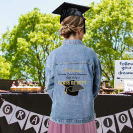 Aangepast Afstuderen Klasse jaar Naam School Denim Jacket