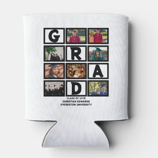 Aangepast Afstuderen, klasse van jaar 8 fotocollag Blikjeskoeler (Achterkant)