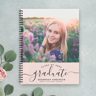 Aangepast Afstuderen Modern Blush Script Photo Gue Notitieboek