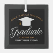 Aangepast Afstuderen op middelbare school - Zwarte Glas Ornament (Voorkant)