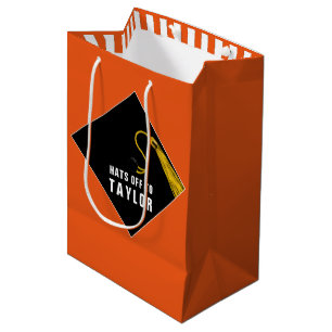 Aangepast Afstuderen Oranje Middelgrote Gift Bag Medium Cadeauzakje