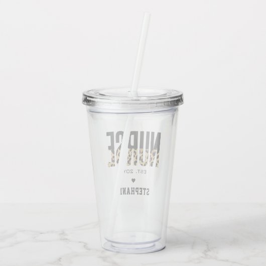 Aangepast afstuderen van Verpleegster Cheetah RN Acryl Drinkbeker (Achterkant)