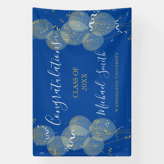 Aangepast Afstuderen voor blauwe en goudfeesten Spandoek (Verticaal)