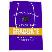 Aangepast Afstuderen voor Paars en goud Medium Cadeauzakje (Voorkant)