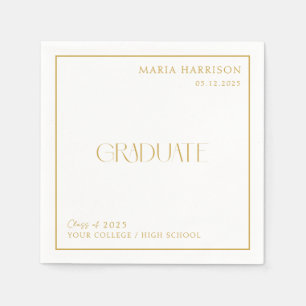 Aangepast Afstuderen Wit Goud Papier servet
