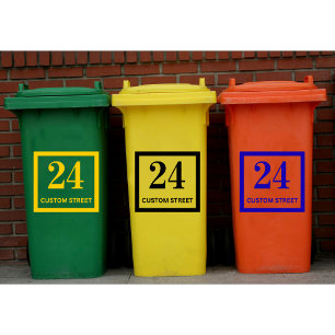 Aangepast afval vuilnisbak recycling bak adresnumm sticker