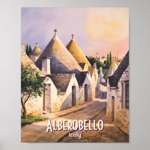 Aangepast Alberobello Trulli Huis Italië Aquarel Poster