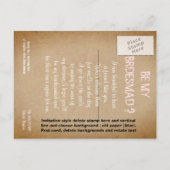 Aangepast als mijn bruidsmeisje uitnodiging briefkaart (Achterkant)