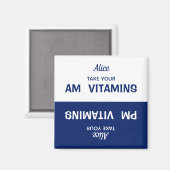 Aangepast AM/PM Vitamine Pill Reminder Magnet Magneet (Voorkant / Achterkant)