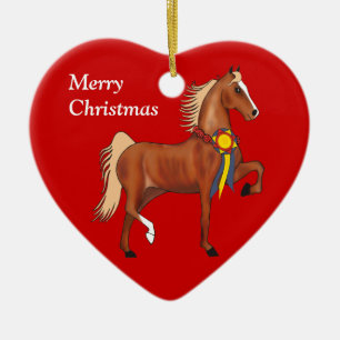 Aangepast Amerikaans kerstfeest met saddlebred Keramisch Ornament