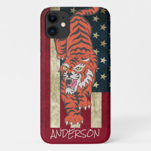 Aangepast Amerikaans Oranje tijger iPhone 11 Hoesje