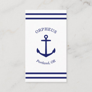 Aangepast ankerembleem maritiem (wit & blauw) visitekaartje