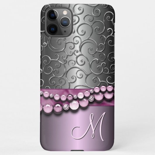 Aangepast  Antiek Faux Silver Swirls Pattern iPhone Hoesje (Achterkant)