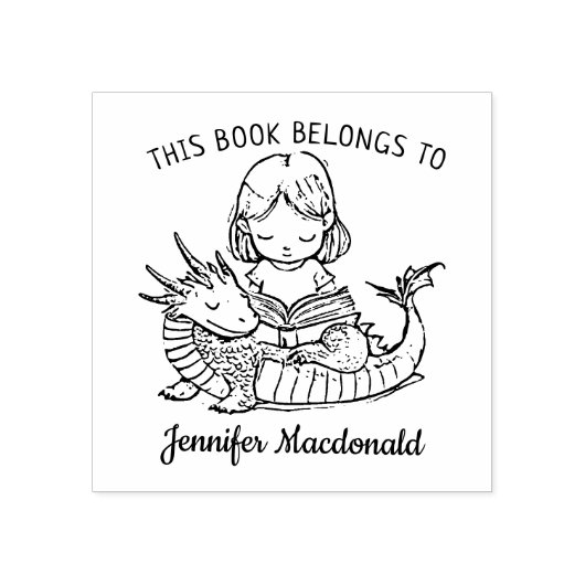 Aangepast Baby Draak Ex-Libris Rubberstempel (Afrduk)