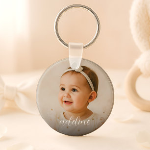 Aangepast Baby-fotonaamscript Sleutelhanger