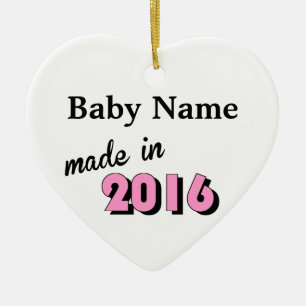Aangepast Baby gemaakt in 2016 roze Keramisch Ornament