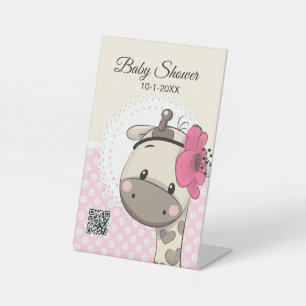 Aangepast Baby roze Giraffe voetstuk Reclamebord Met Voetstuk