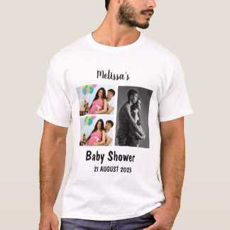 Aangepast Baby shower 3 Fotocollage T-shirt