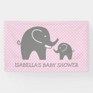 Aangepast baby shower bannerteken met grijze olifa spandoek