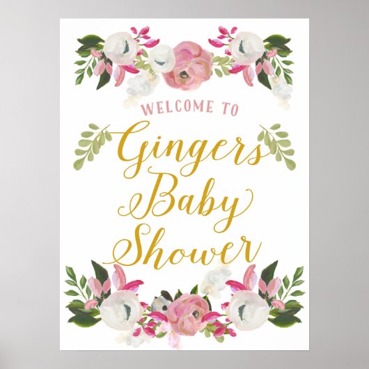 Aangepast Baby shower Deurteken Welkom Poster (Voorkant)