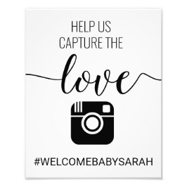 Aangepast Baby shower hashtag Foto Afdruk