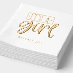 Aangepast Baby shower Het is een meisje Gold Foil Folie Servetten