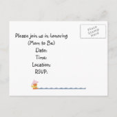 Aangepast Baby shower Nodig-Roze Eend In Regen Uitnodiging Briefkaart (Achterkant)